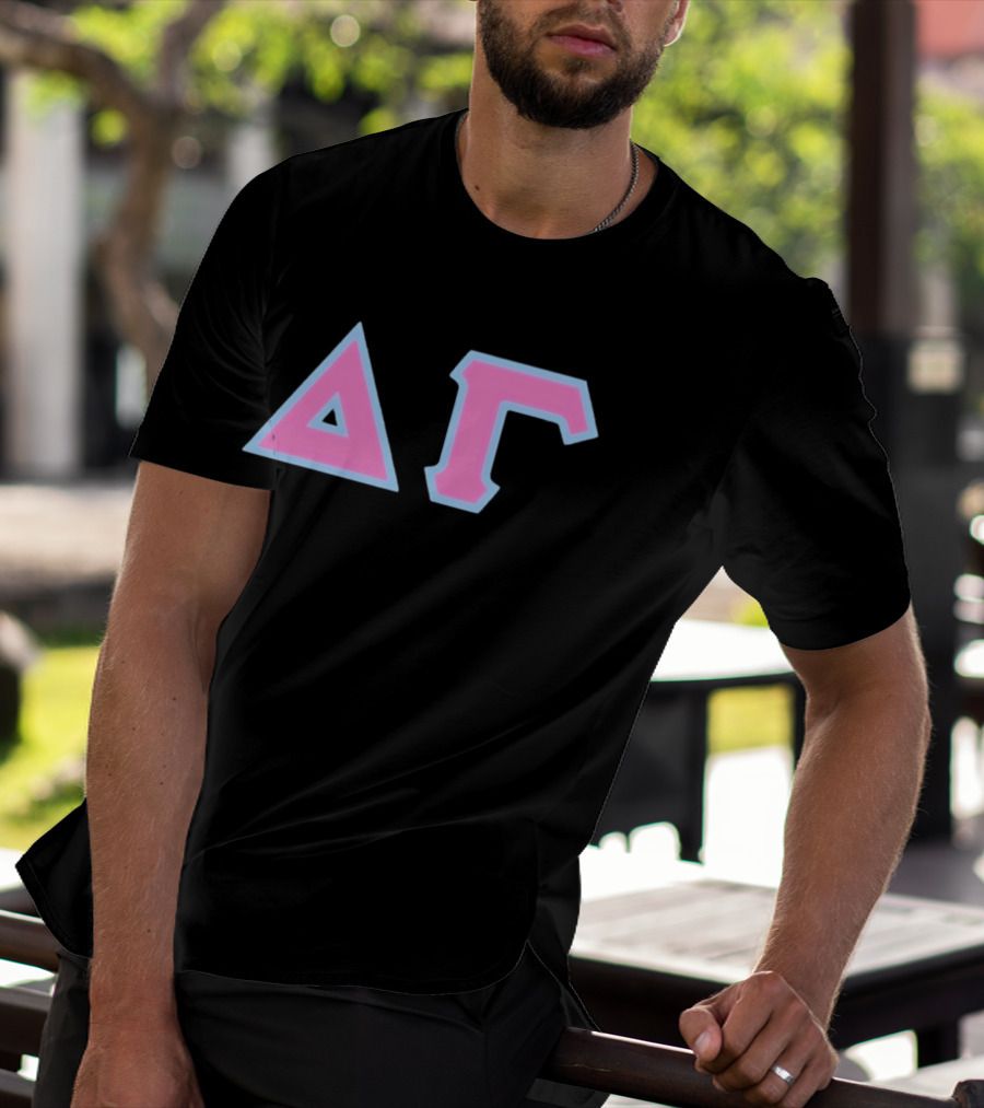 Delta Gamma Sorority Greek Letters Pink And Blue T-Shirt