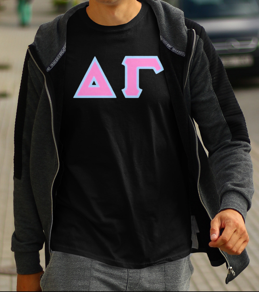 Delta Gamma Sorority Greek Letters Pink And Blue T-Shirt