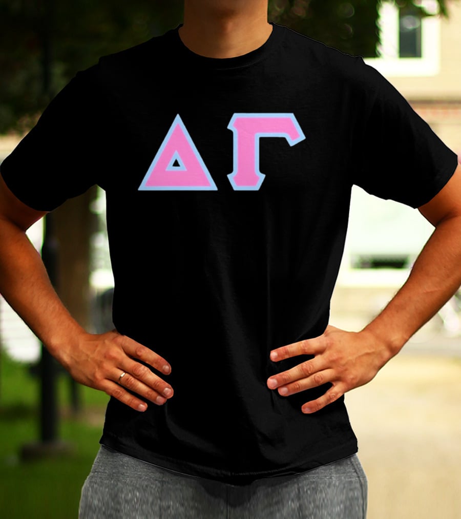 Delta Gamma Sorority Greek Letters Pink And Blue T-Shirt