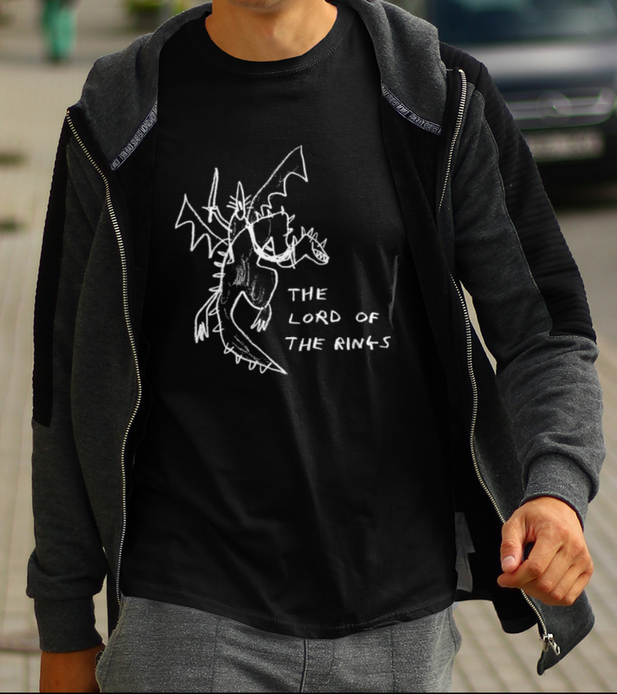 The Lord Of The Rings Dragon Fantasy Tolkien Drawing T-Shirt