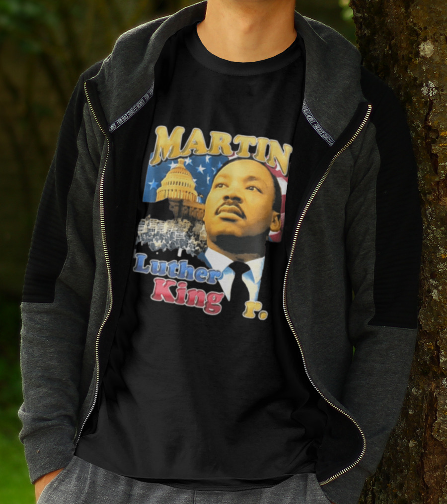 Martin Luther King Jr US Capitol American Flag Civil Rights March T-Shirt