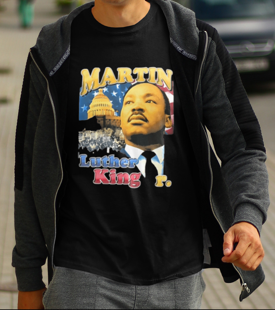 Martin Luther King Jr US Capitol American Flag Civil Rights March T-Shirt