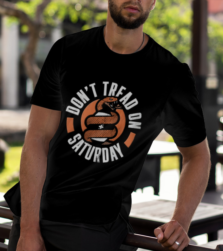 Don't Tread On Saturday Coiled Rattlesnake Orange Distressed T-Shirt