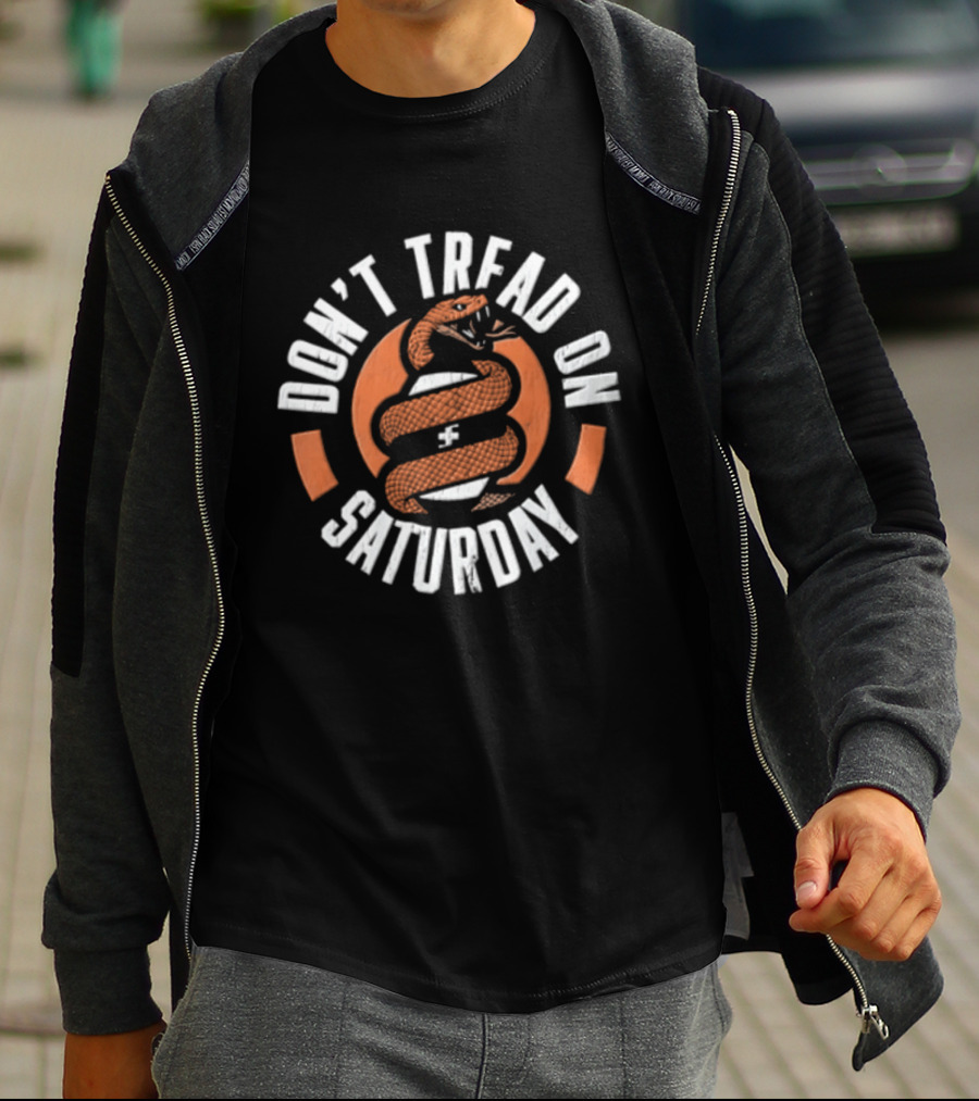 Don't Tread On Saturday Coiled Rattlesnake Orange Distressed T-Shirt
