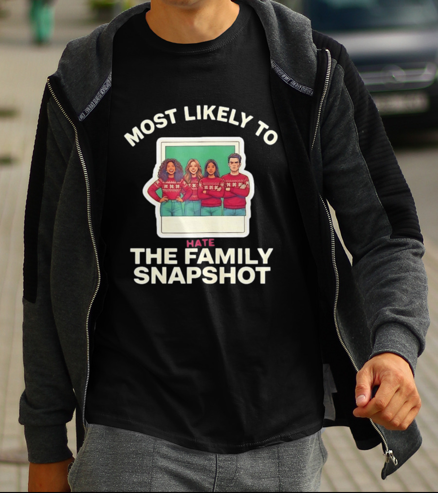 Most Likely To Hate The Family Snapshot Holiday Sweater Group Polaroid T-Shirt