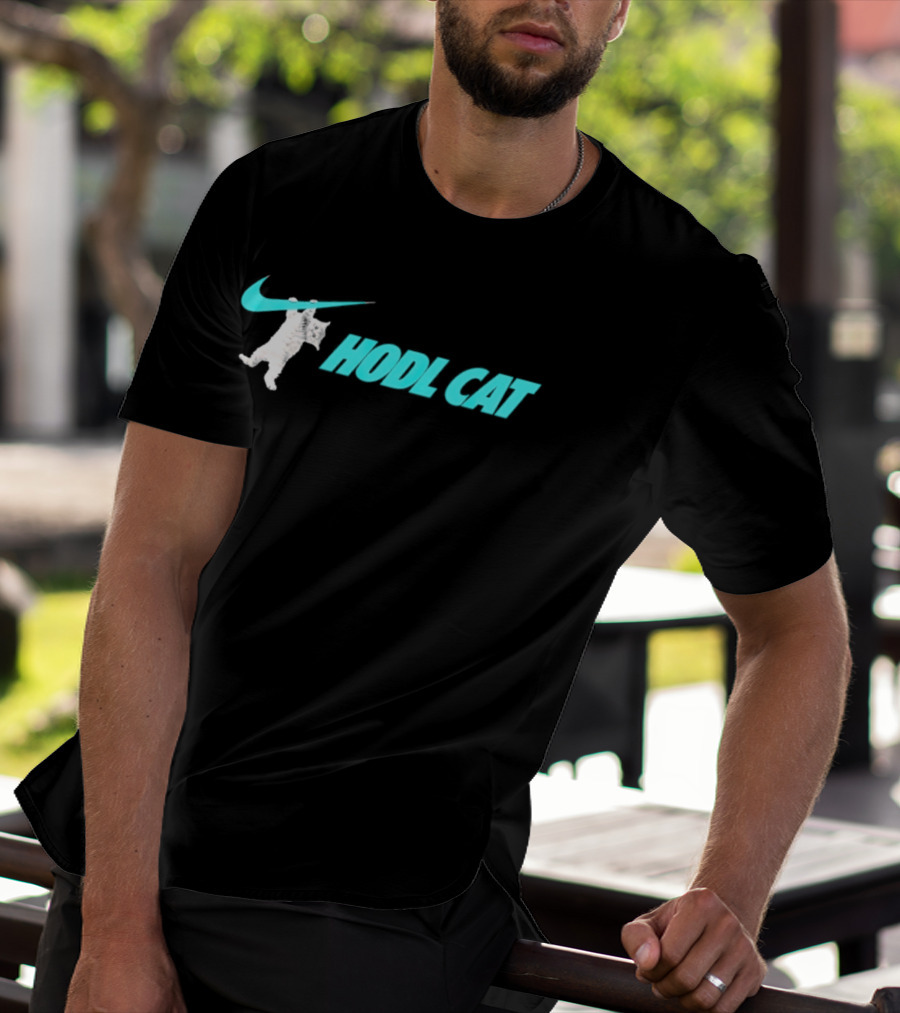 Hodl Cat Crypto Bitcoin Investing Kitten With Iconic Swoosh T-Shirt