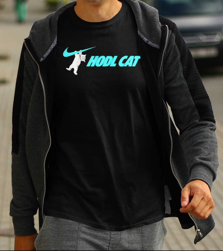 Hodl Cat Crypto Bitcoin Investing Kitten With Iconic Swoosh T-Shirt