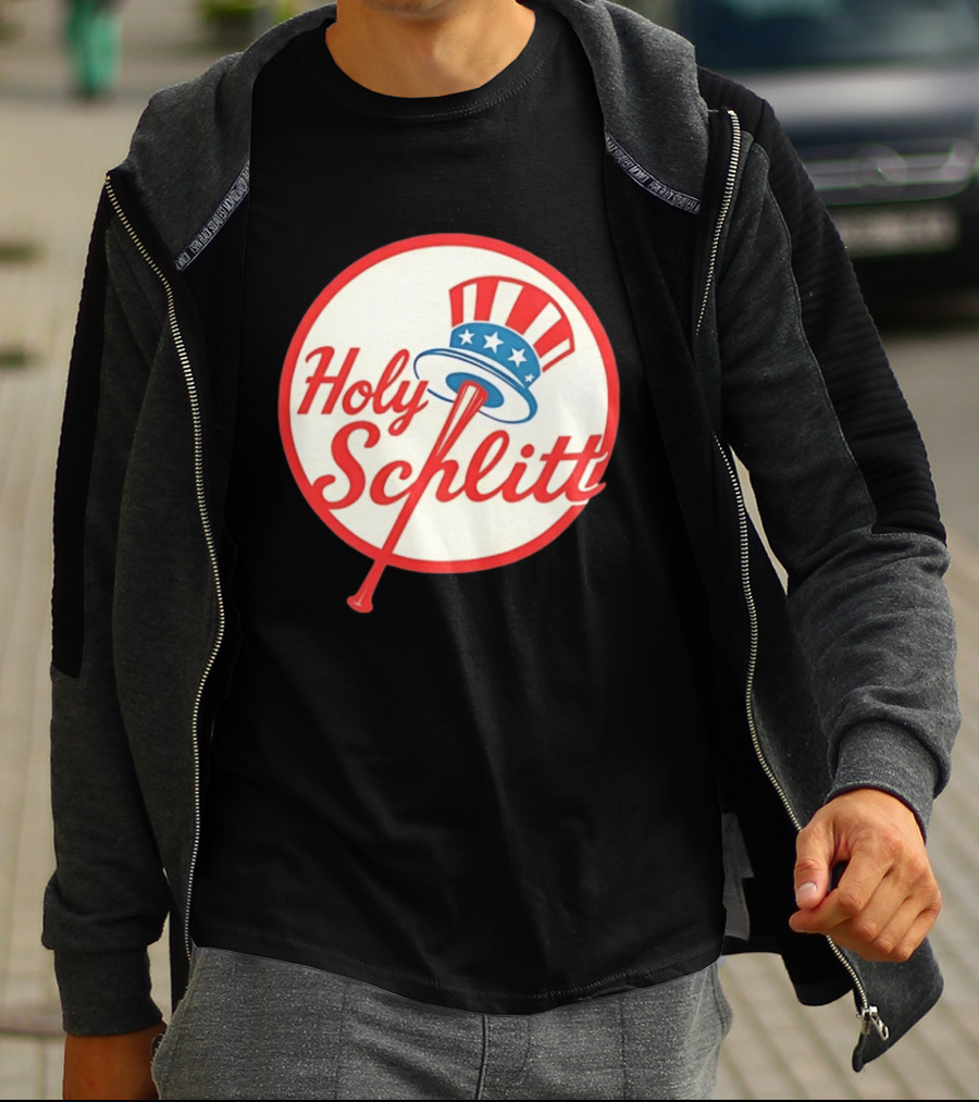 Holy Schlitt Uncle Sam Hat Patriotic Baseball T-Shirt
