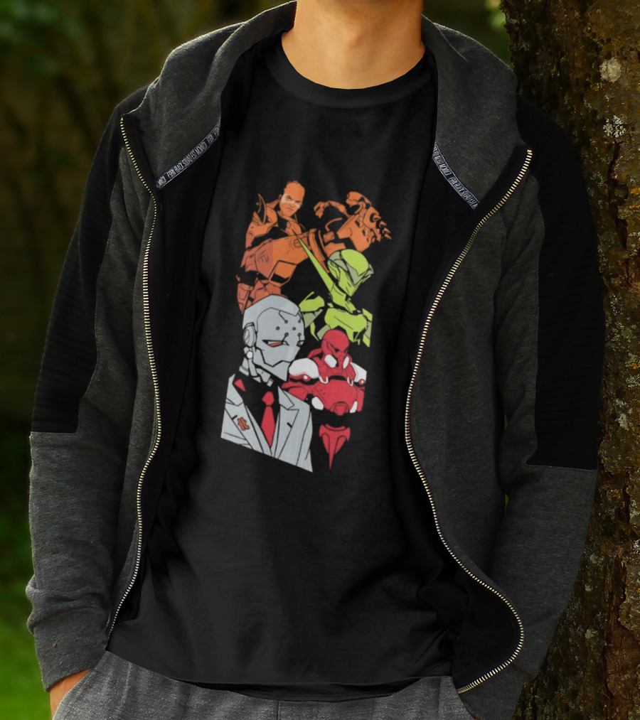 Over Characters Group Sigma Genji Reinhardt Colorful T-Shirt