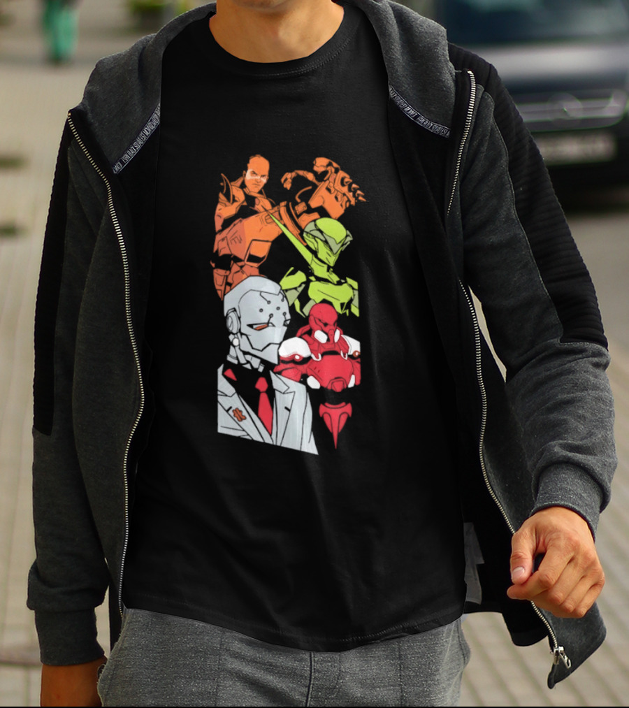 Over Characters Group Sigma Genji Reinhardt Colorful T-Shirt