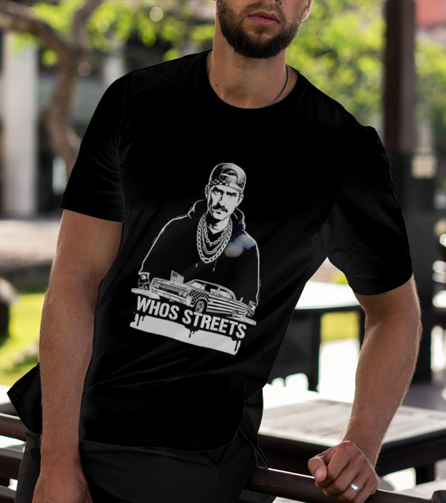 Whos Streets American Flag Car And Man Street Chain Hip Hop Culture T-Shirt