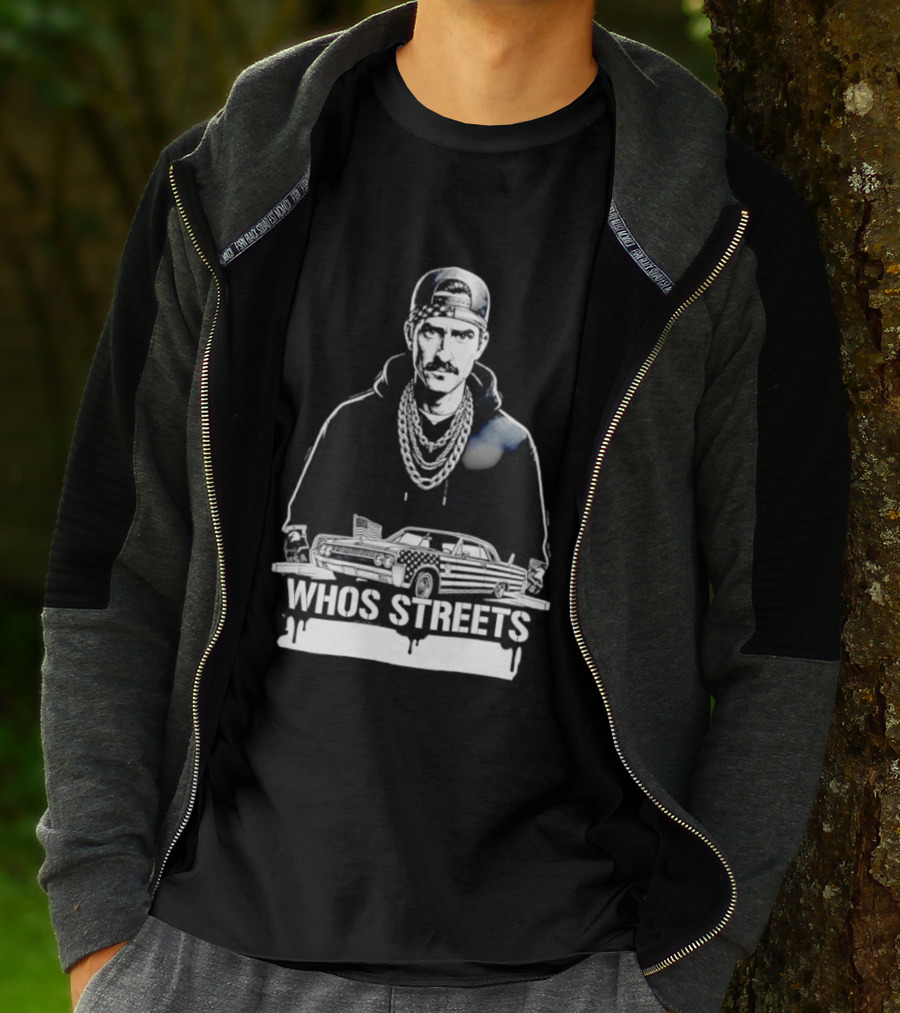 Whos Streets American Flag Car And Man Street Chain Hip Hop Culture T-Shirt