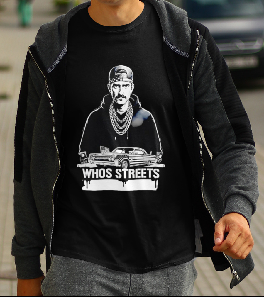 Whos Streets American Flag Car And Man Street Chain Hip Hop Culture T-Shirt