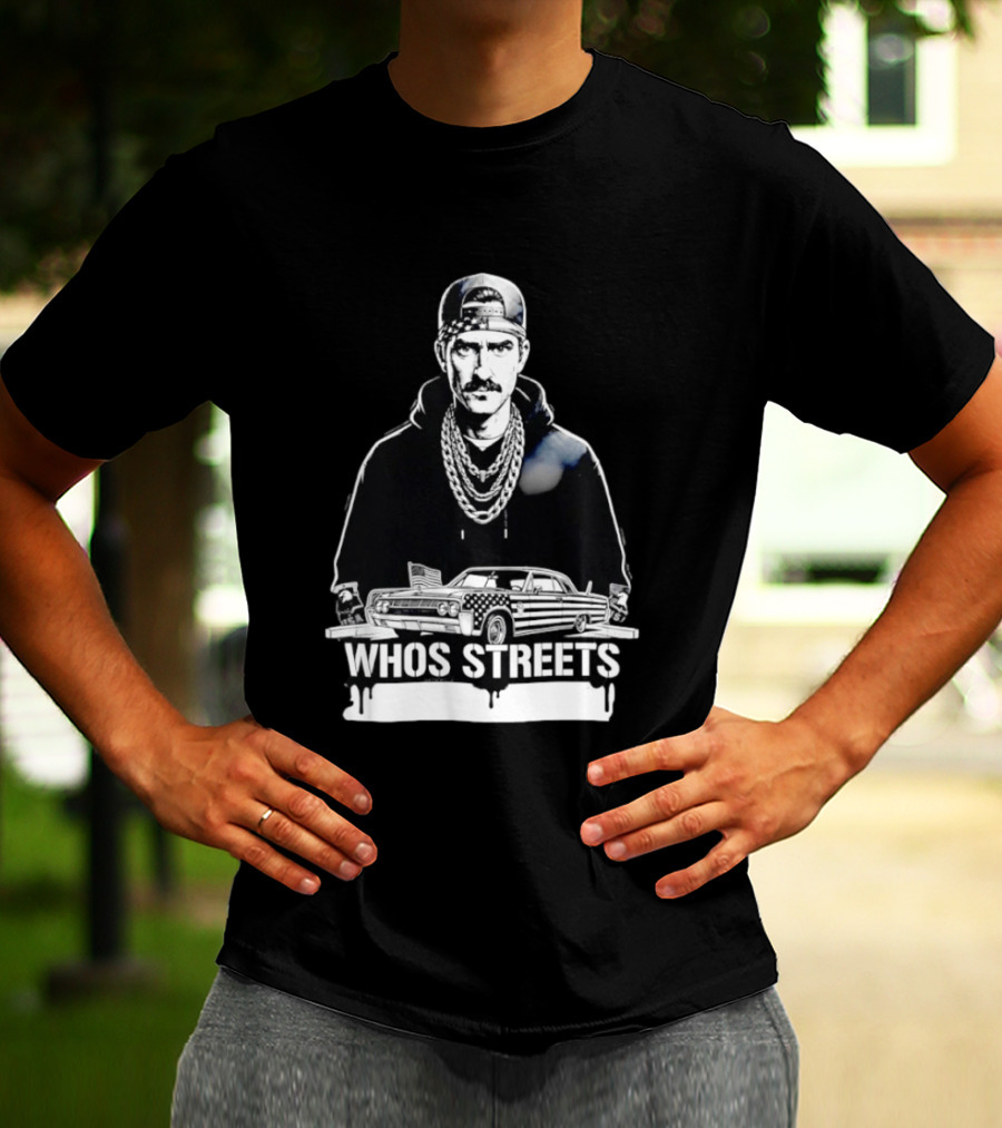 Whos Streets American Flag Car And Man Street Chain Hip Hop Culture T-Shirt