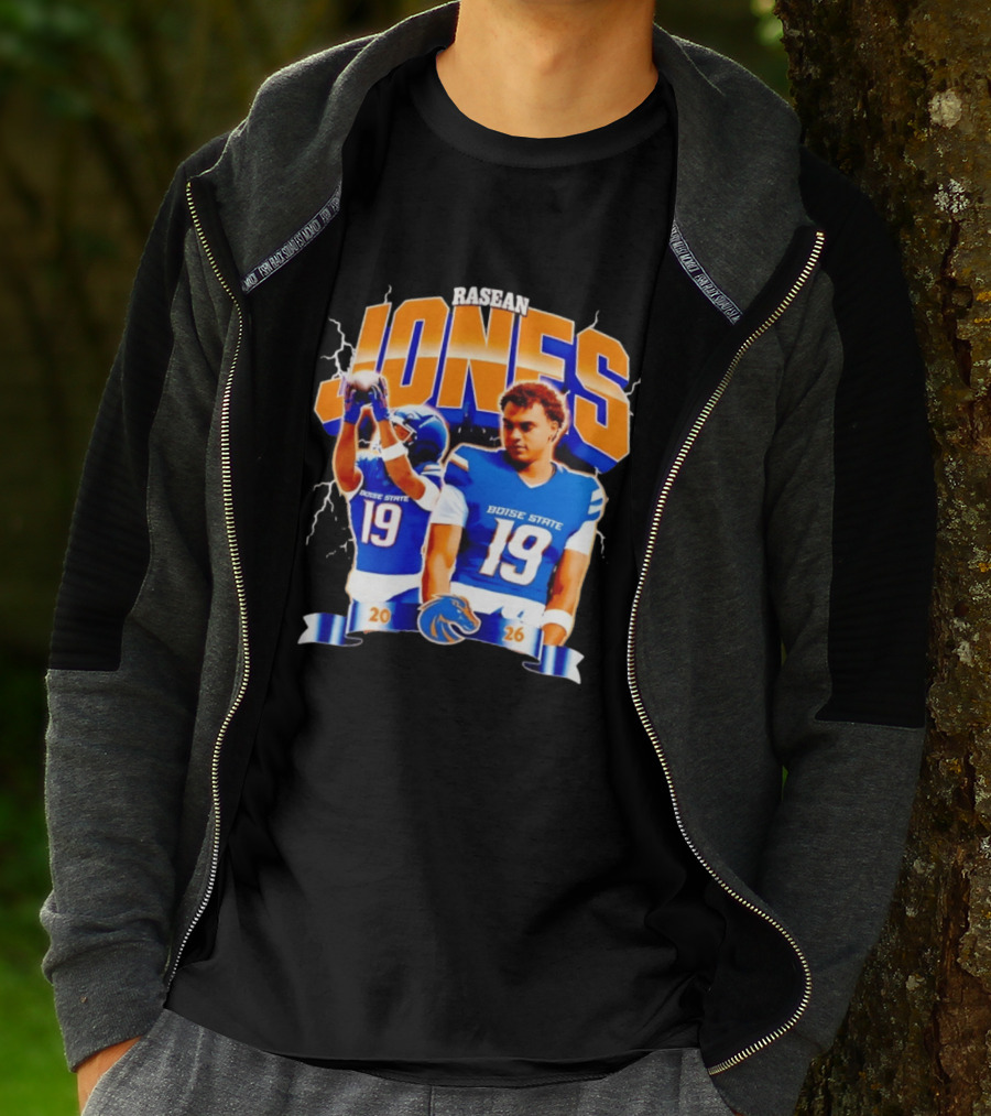 Rasean Jones Boise State Football 2026 Electric Blue Broncos T-Shirt