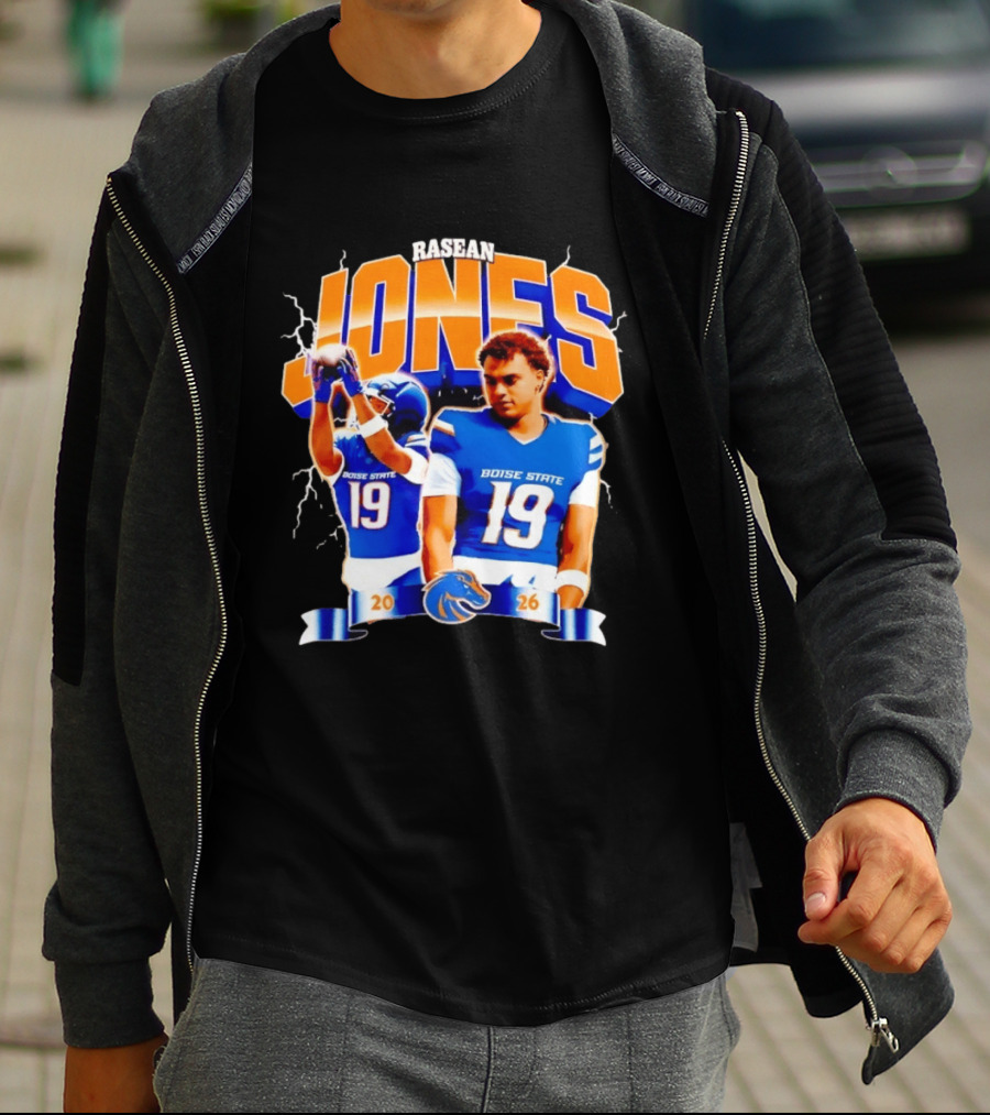 Rasean Jones Boise State Football 2026 Electric Blue Broncos T-Shirt