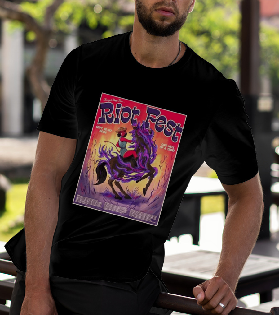 Chicago Douglass Park Riot Fest 2026 Devil Cowgirl Artwork September 18 20 One Hell Of A Time T-Shirt