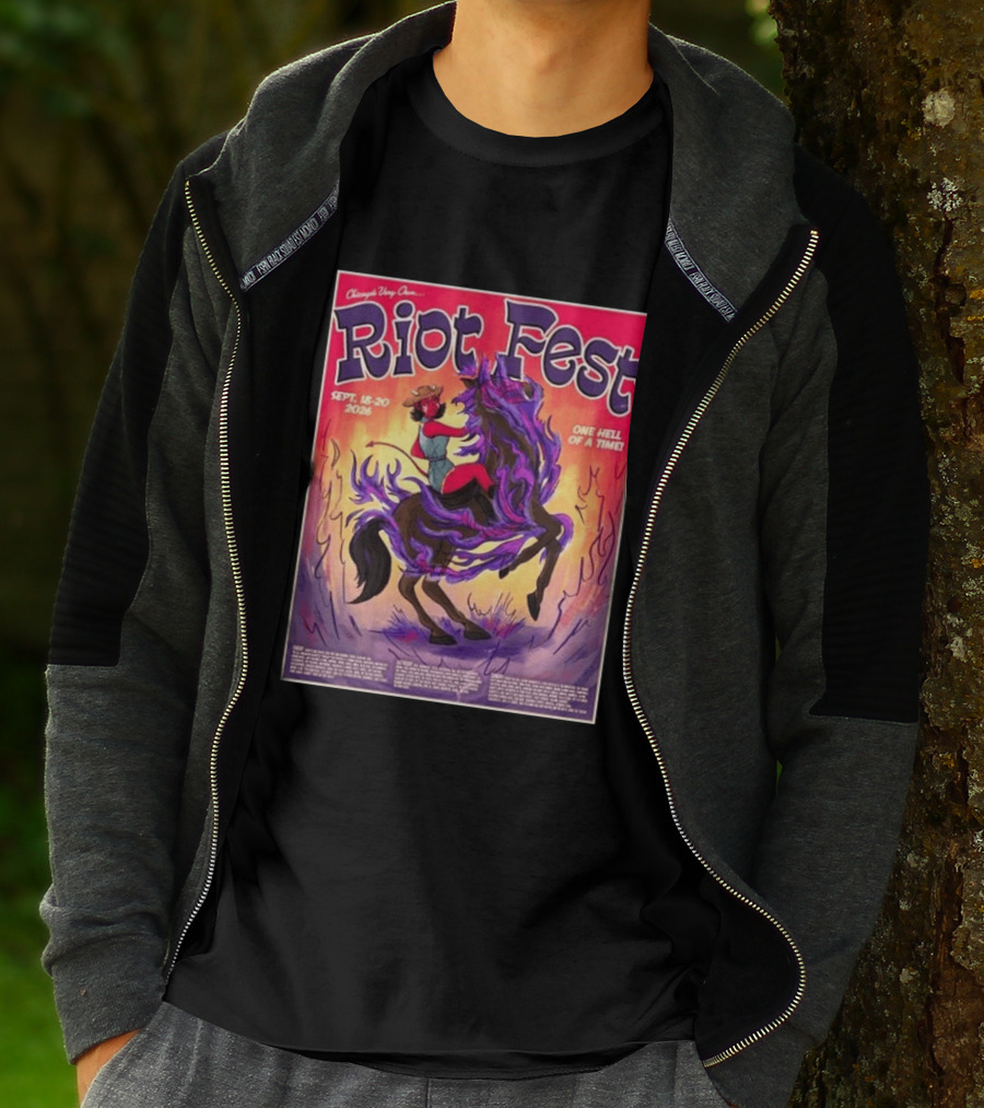 Chicago Douglass Park Riot Fest 2026 Devil Cowgirl Artwork September 18 20 One Hell Of A Time T-Shirt