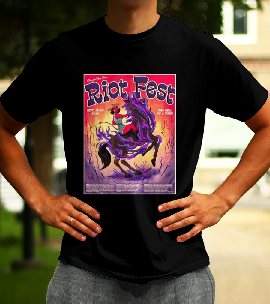 Chicago Douglass Park Riot Fest 2026 Devil Cowgirl Artwork September 18 20 One Hell Of A Time T-Shirt