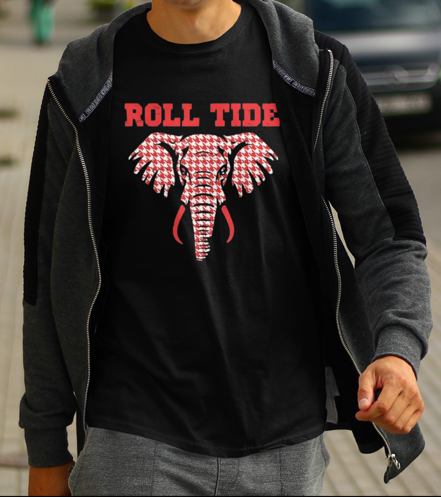 Alabama Crimson Tide Roll Tide Houndstooth Elephant T-Shirt