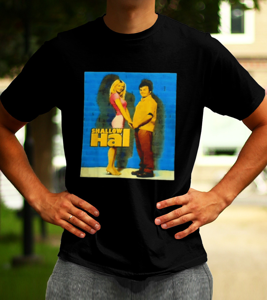 Shallow Hal Jack Black Gwyneth Paltrow Movie Blue Brick Wall T-Shirt