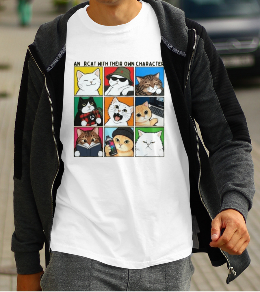 AN RCAT WITH THEIR OWN CHARACTER Cat Collage T-Shirt