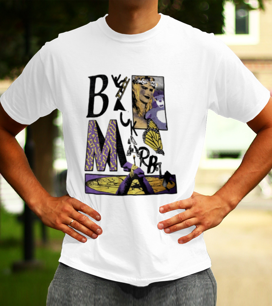 Black Marble Butterfly Tied Hands Woman Ladder T-Shirt