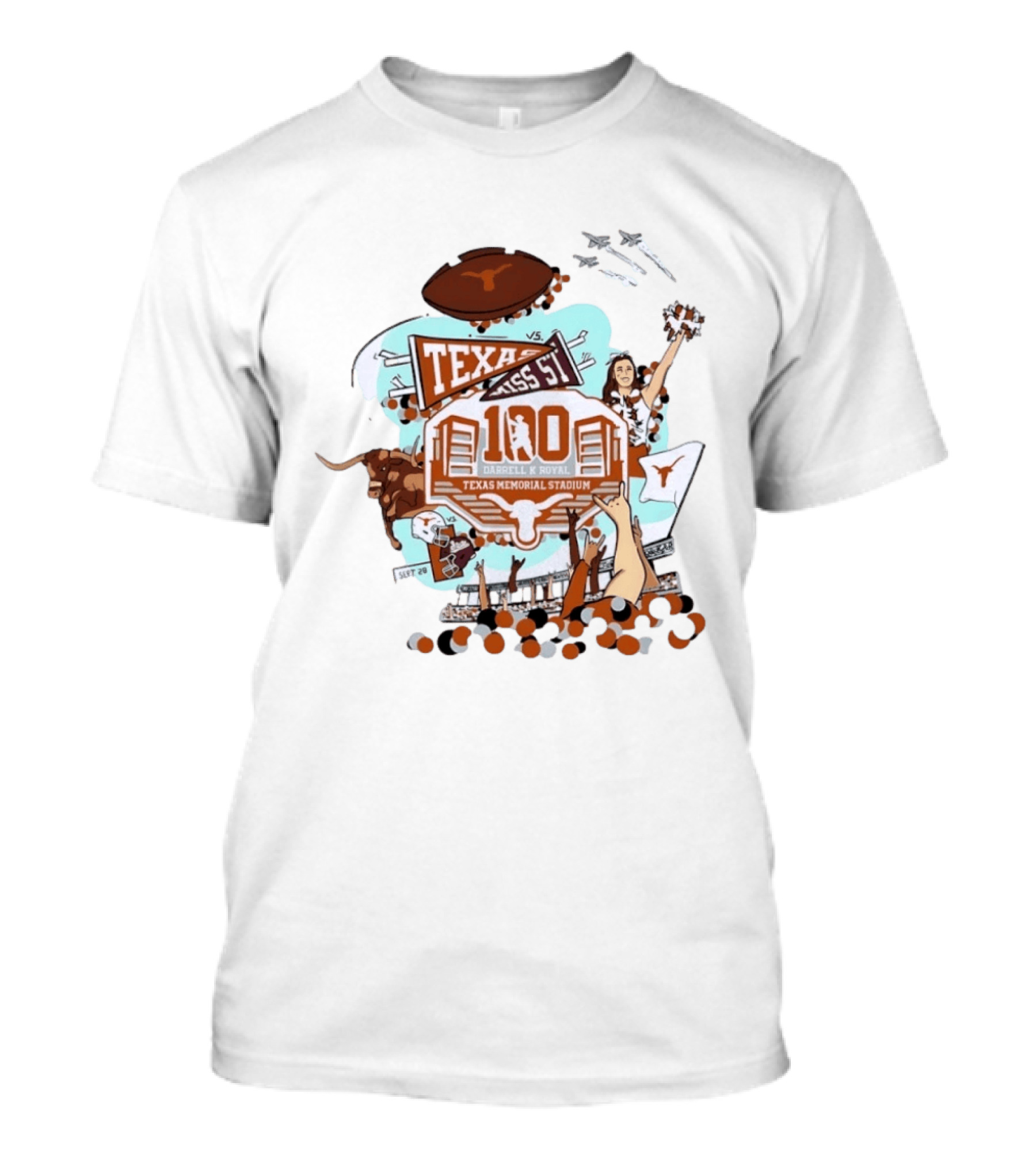 Darrell K Royal Texas Memorial Stadium 100 Years Texas Vs Mississippi State Anniversary Game T-Shirt
