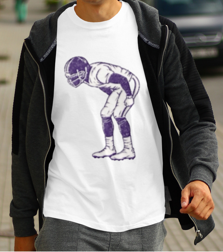 Distressed Purple American Football Player Resting Pose Vintage Look T-Shirt
