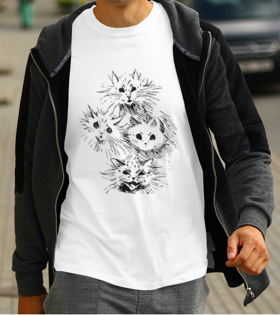 Four Cats Dynamic Black Sketch T-Shirt