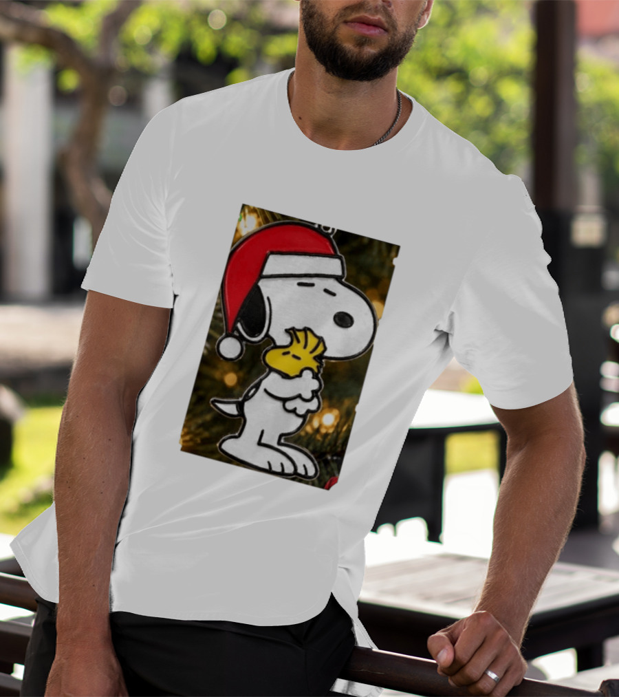Snoopy Woodstock Christmas Hugging Best Holiday Gift Peanuts T-Shirt