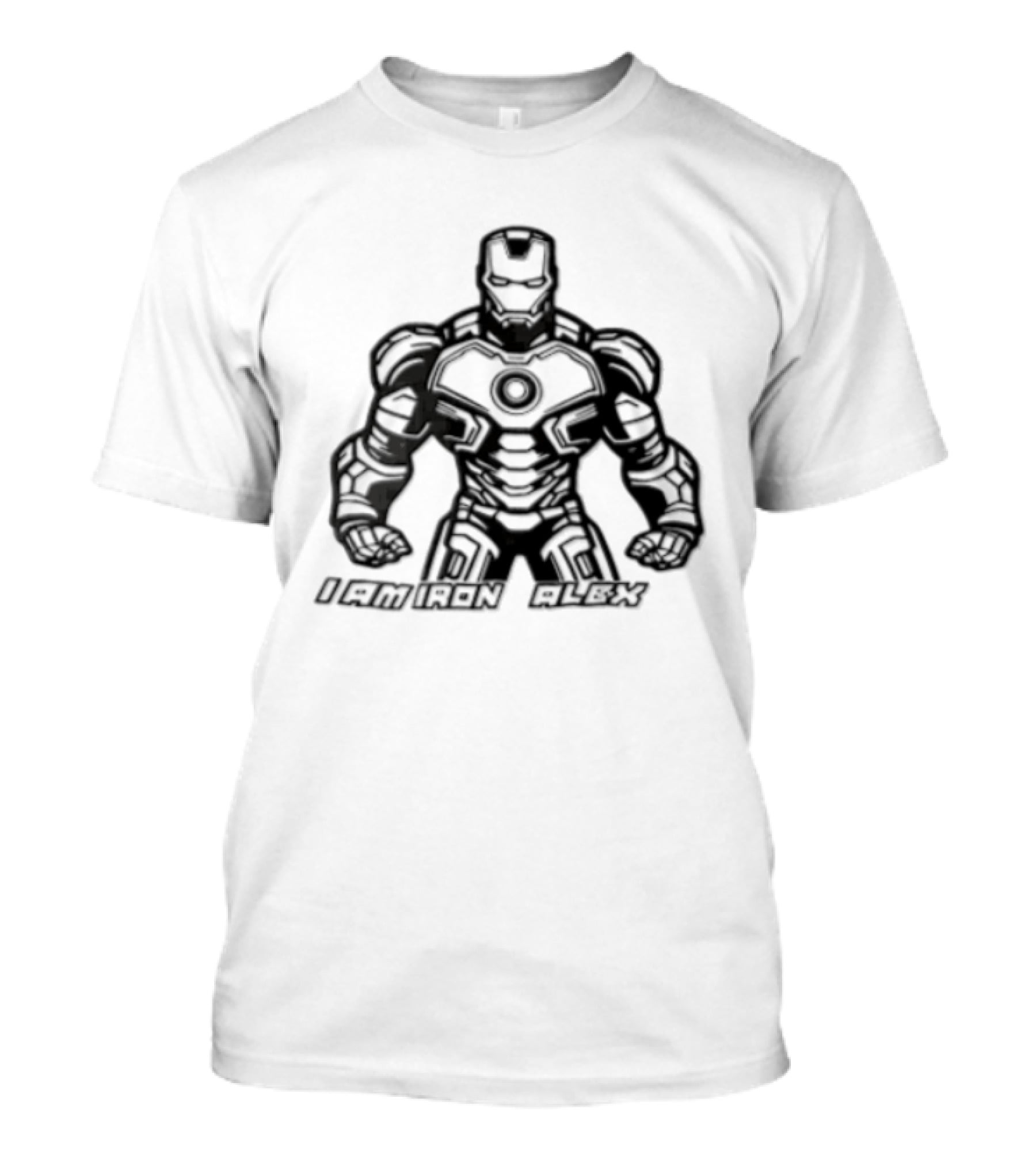 I Am Iron Alex Armored Superhero Clenched Fists Line T-Shirt