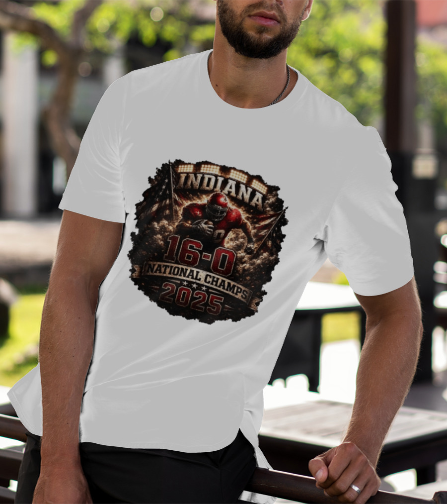 Indiana 16 0 National Champs 2025 Football Victory Celebration T-Shirt