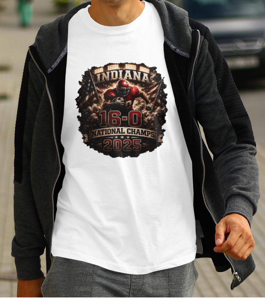 Indiana 16 0 National Champs 2025 Football Victory Celebration T-Shirt