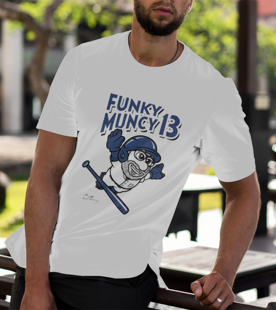 Funky Muncy 13 Max Los Angeles Dodgers Cartoon Baseball T-Shirt