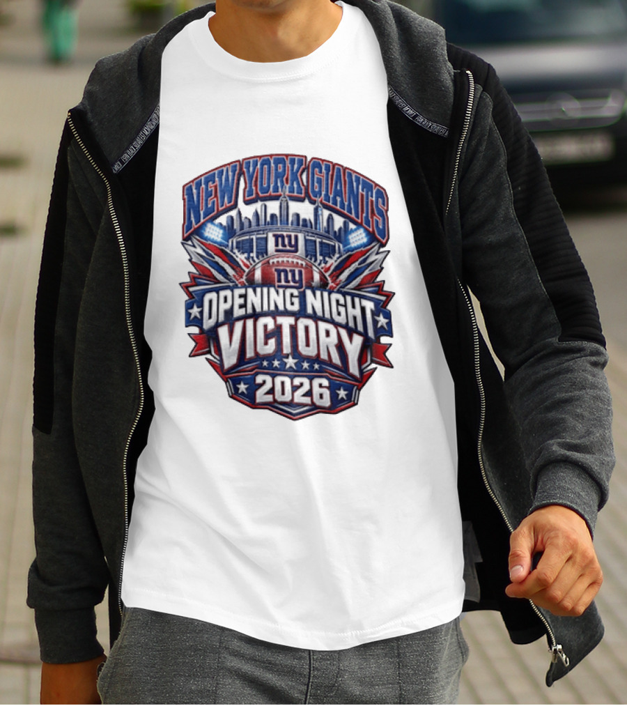 New York Giants 2026 Opening Night Victory Stadium Celebration T-Shirt