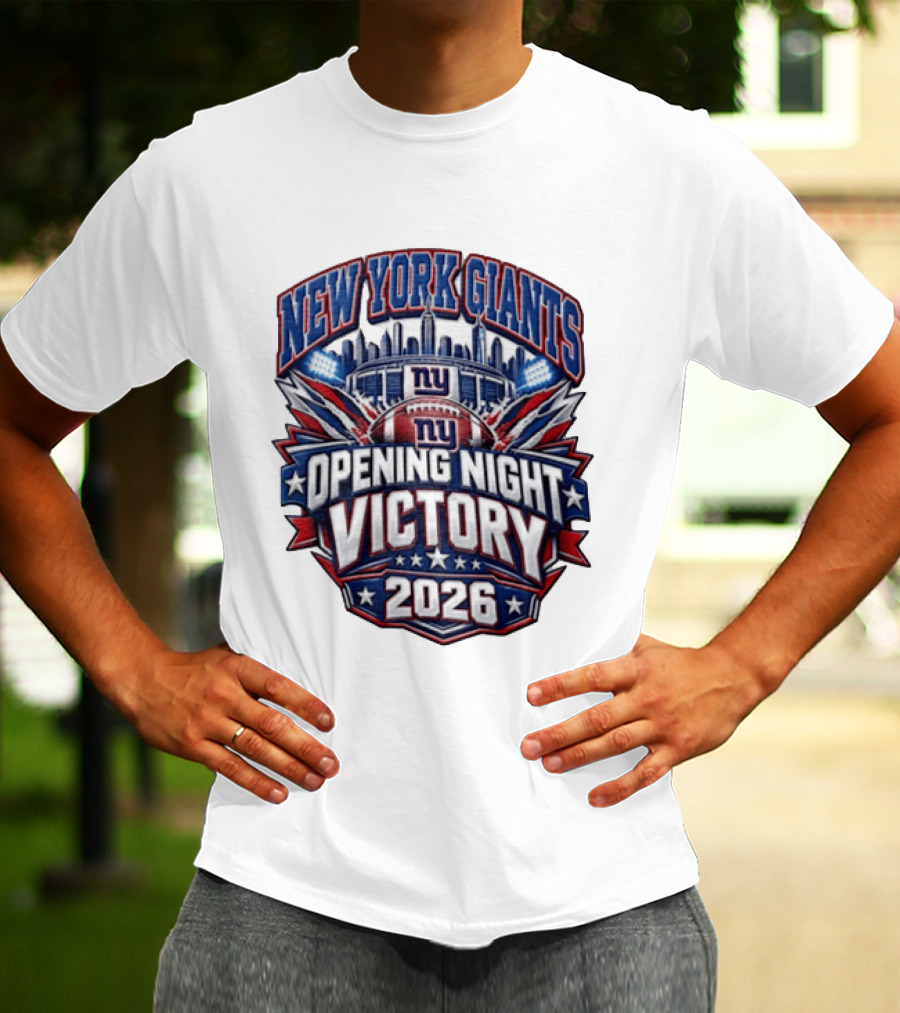 New York Giants 2026 Opening Night Victory Stadium Celebration T-Shirt