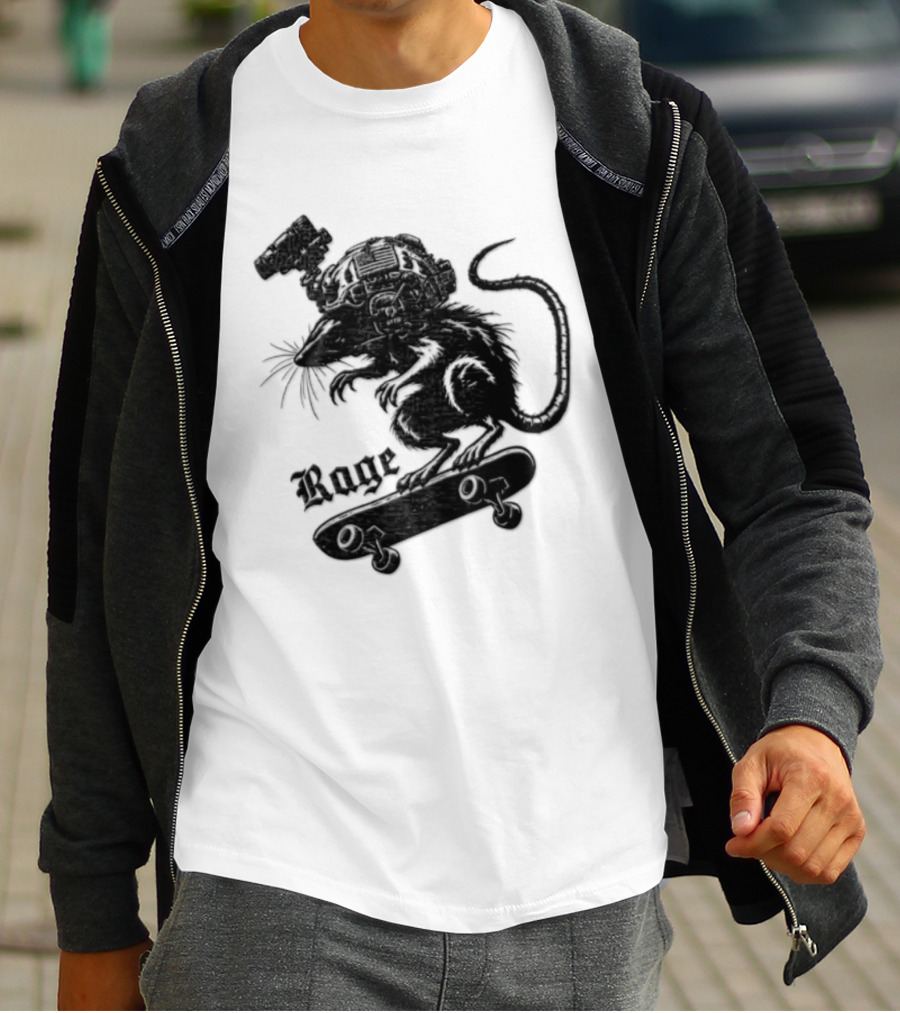 Skater Rat Tactical Helmet Night Vision Rage Skateboarding Adventure T-Shirt