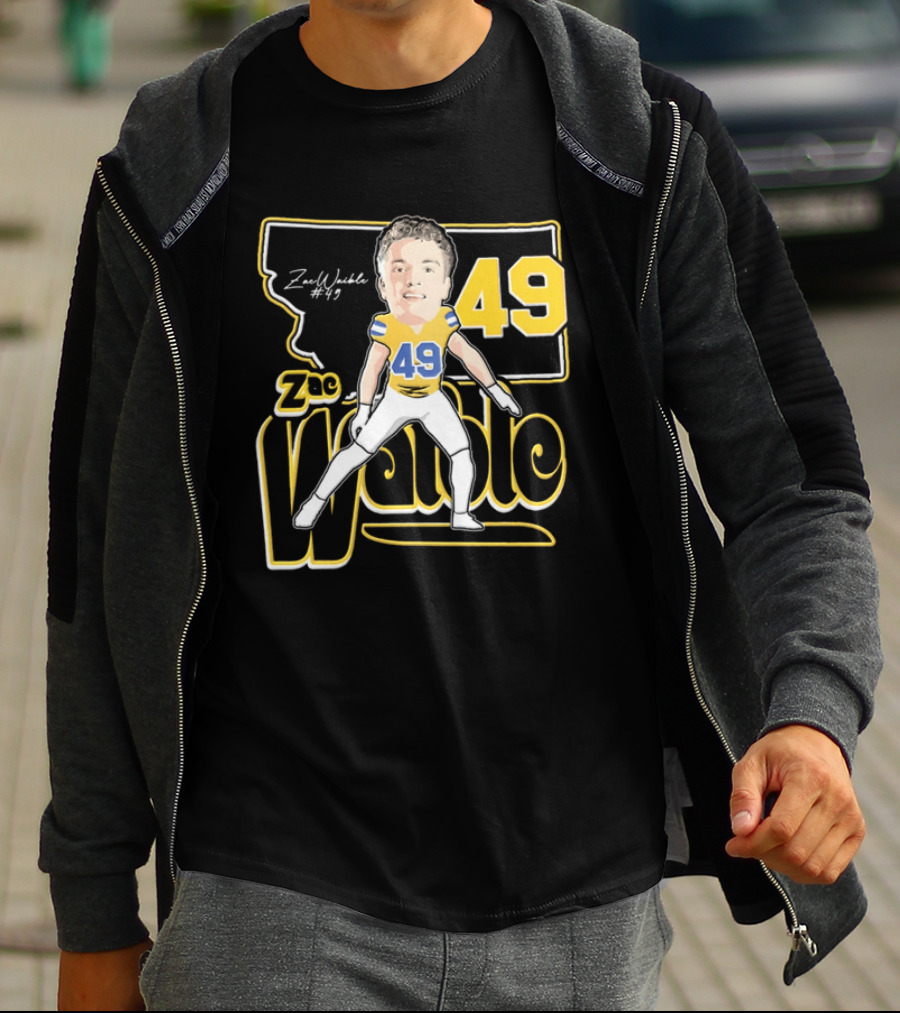 Zac Waible 49 Montana State Bobcats Football Caricature T-Shirt
