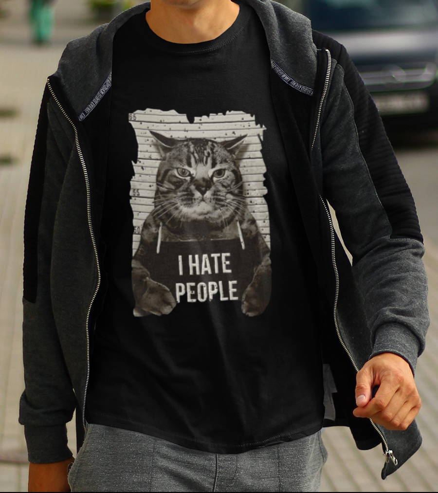 Grumpy Cat Shot I Hate People Funny Cat Meme T-Shirt