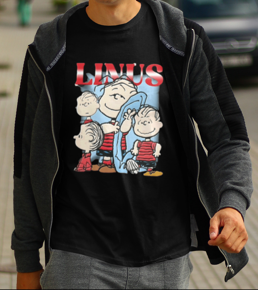 Peanuts Linus Holding Blue Blanket Bootleg Sparkle 2020 Collage T-Shirt