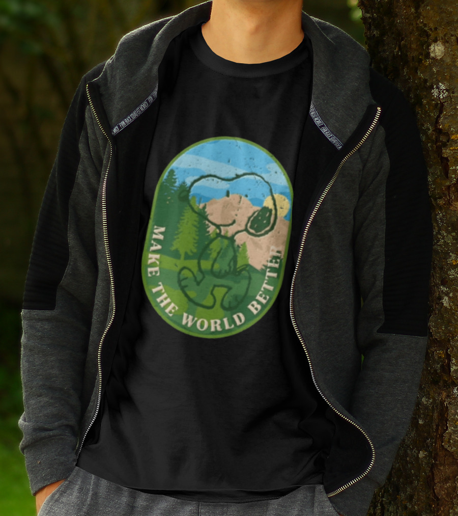 Snoopy Make The World Better Mountain Forest Retro Peanuts T-Shirt