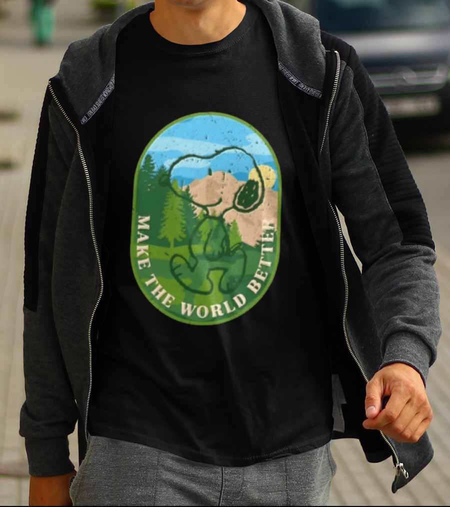 Snoopy Make The World Better Mountain Forest Retro Peanuts T-Shirt