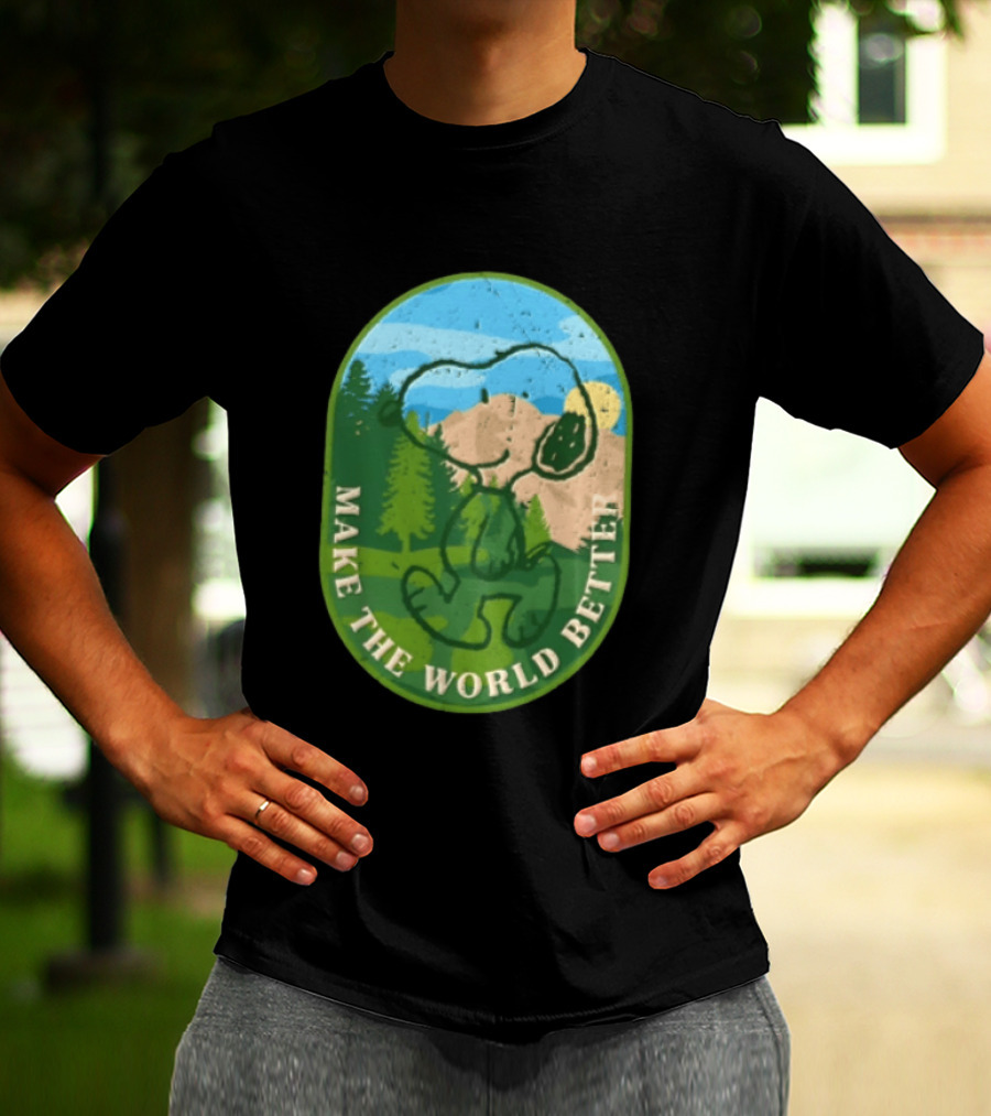 Snoopy Make The World Better Mountain Forest Retro Peanuts T-Shirt