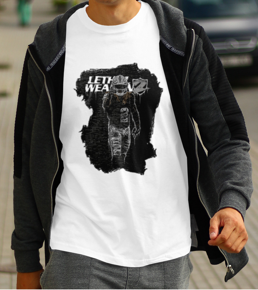 Las Vegas Raiders Davante Adams Lethal Weapon 17 Silver And Black Football T-Shirt