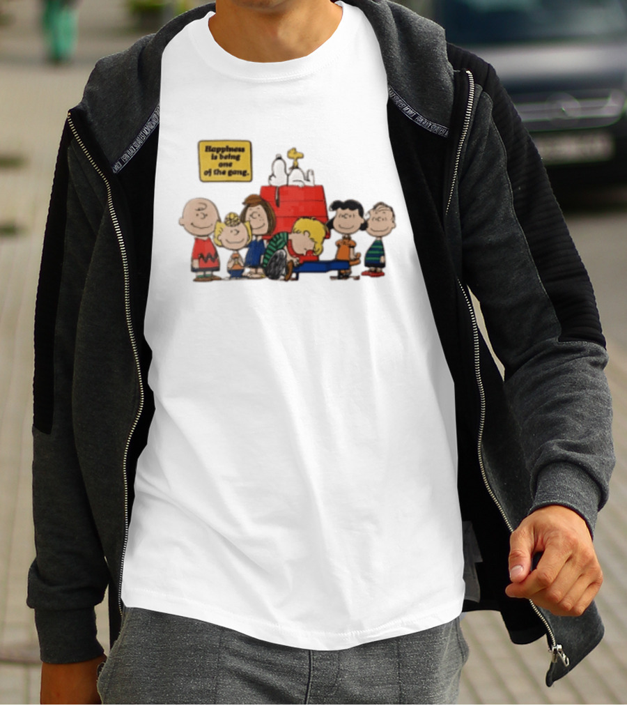 Peanuts Happiness Is Being One Of The Gang Snoopy Doghouse Schroeder Toy Piano Charles Schulz Cartoon T-Shirt