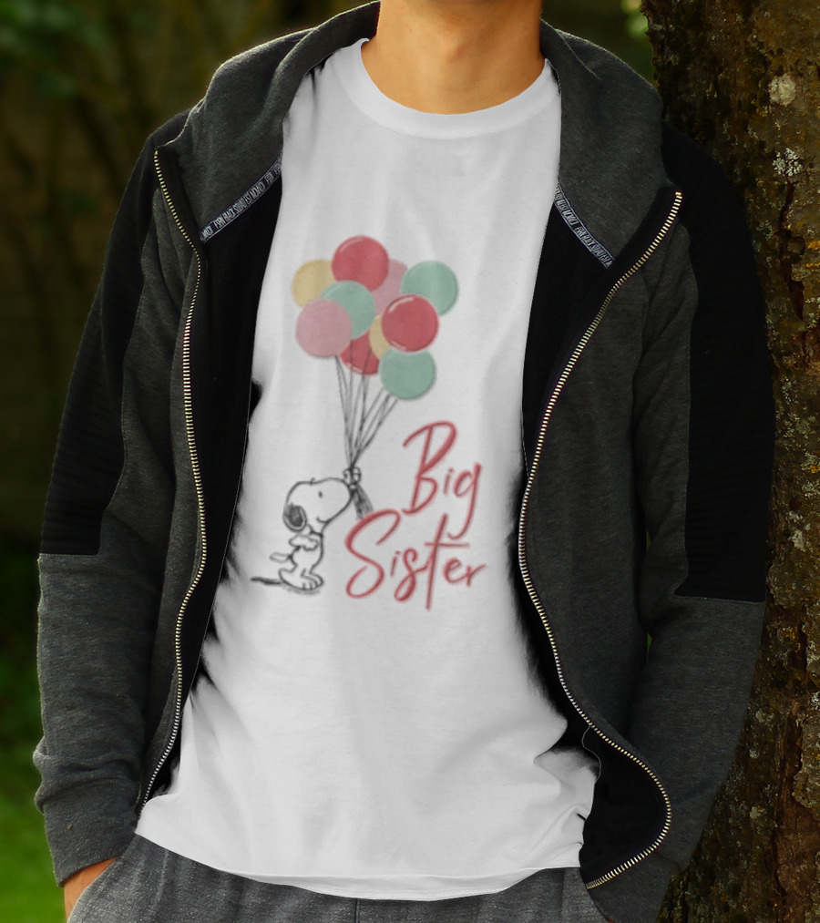 Peanuts Snoopy Big Sister Pastel Balloons Cartoon Dog T-Shirt