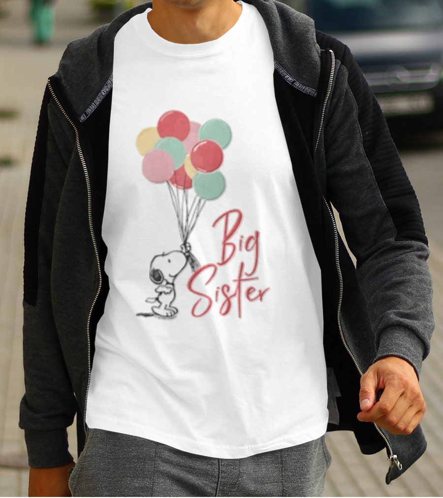 Peanuts Snoopy Big Sister Pastel Balloons Cartoon Dog T-Shirt