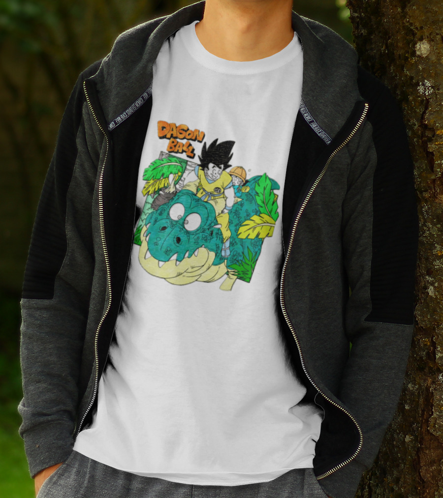 Goku Gohan Riding Dinosaur Dragon Ball Adventure Scene T-Shirt