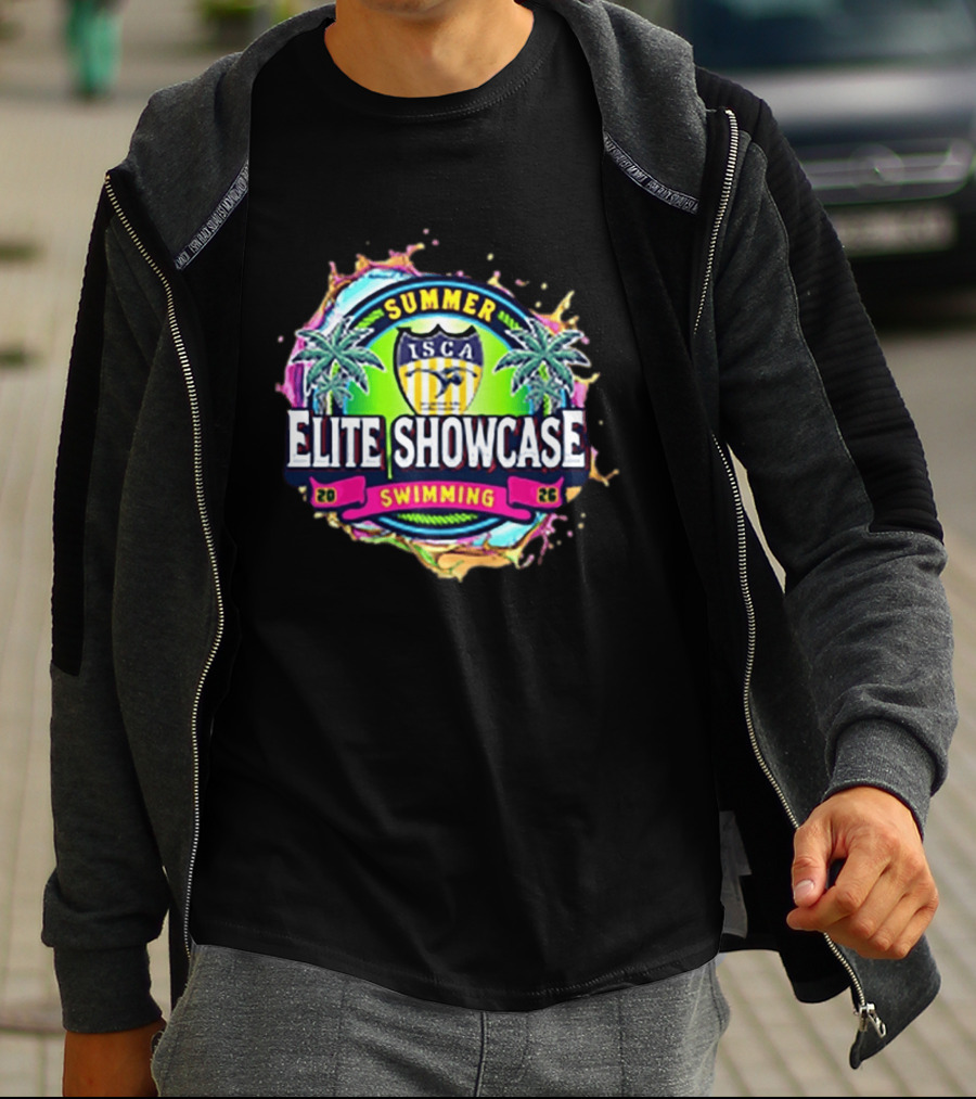 SUMMER ISCA Elite Showcase Swimming 2026 Event With Palm Trees And Splash T-Shirt